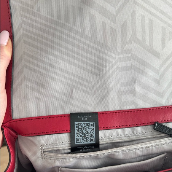 Rebecca Minkoff Leather Chevron Quilted Crossbody Flap Boy Bag Red Silver - Picture 7 of 12